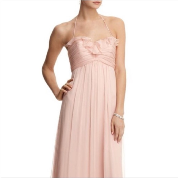 Amsale Ruffle Front Blush Chiffon Dress - Picture 2 of 4